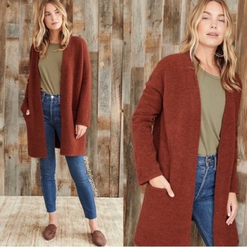 Jenni Kayne Sweater Coat Cardigan Burnt Rust Wool